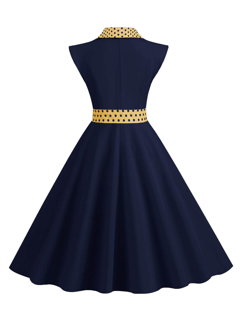 1950s Contrast Polka Dots Bowknot Belted Dress, vintage dress, retro fashion, rockabilly, pin-up fashion - perfect for women who love vintage and retro fashion