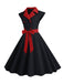 1950s Contrast Polka Dots Bowknot Belted Dress, vintage dress, retro fashion, rockabilly, pin-up fashion - perfect for women who love vintage and retro fashion