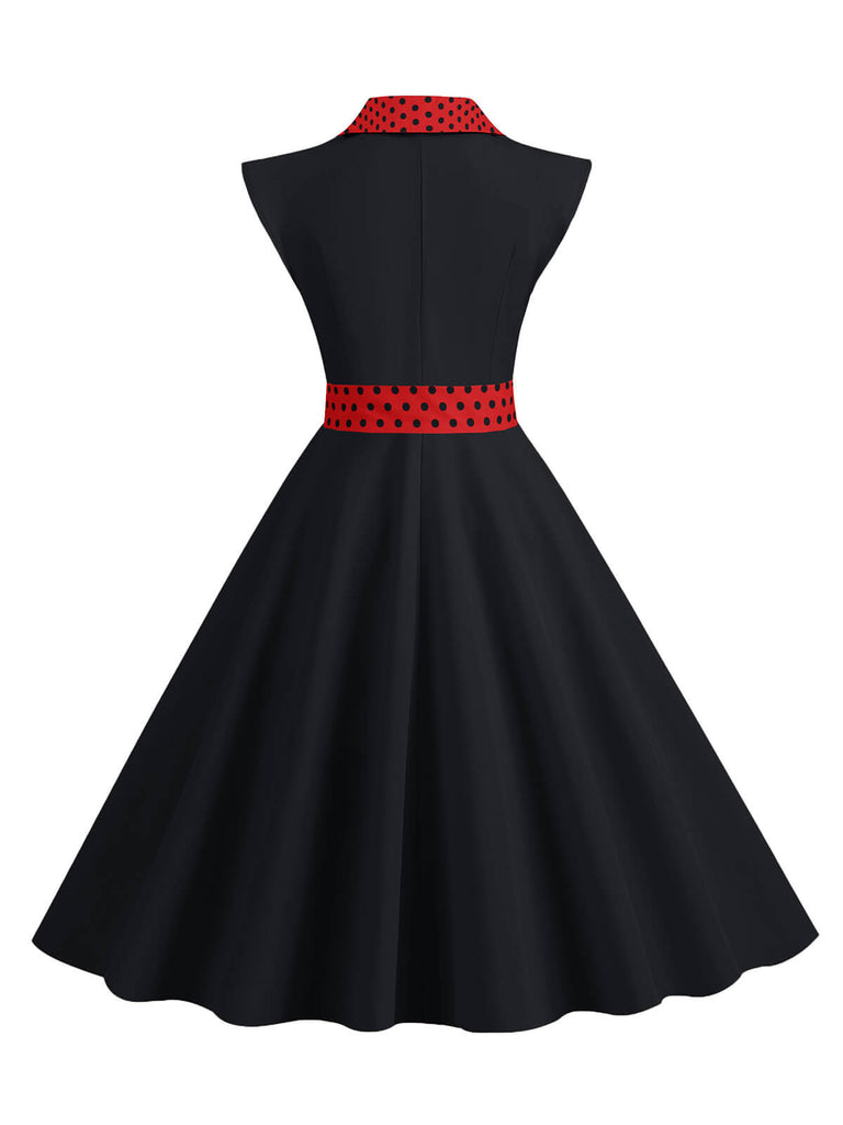 1950s Contrast Polka Dots Bowknot Belted Dress, vintage dress, retro fashion, rockabilly, pin-up fashion - perfect for women who love vintage and retro fashion