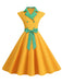 1950s Contrast Polka Dots Bowknot Belted Dress — the kind of 1950s dress that makes strangers smile