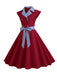 1950s Contrast Polka Dots Bowknot Belted Dress, vintage dress, retro fashion, rockabilly, pin-up fashion - perfect for women who love vintage and retro fashion