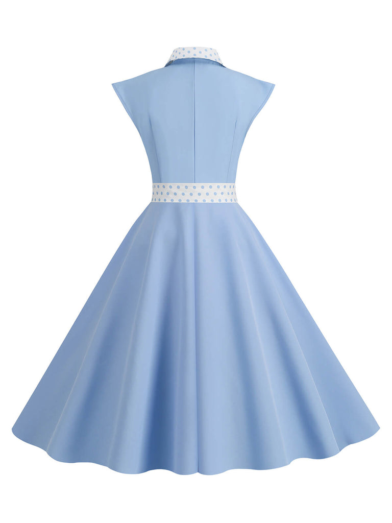 1950s Contrast Polka Dots Bowknot Belted Dress, vintage dress, retro fashion, rockabilly, pin-up fashion - perfect for women who love vintage and retro fashion