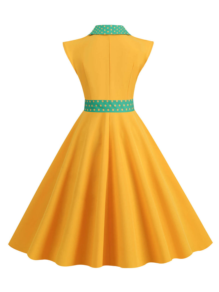 1950s Contrast Polka Dots Bowknot Belted Dress, vintage dress, retro fashion, rockabilly, pin-up fashion - perfect for women who love vintage and retro fashion