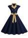 1950s Contrast Polka Dots Bowknot Belted Dress, vintage dress, retro fashion, rockabilly, pin-up fashion - perfect for women who love vintage and retro fashion