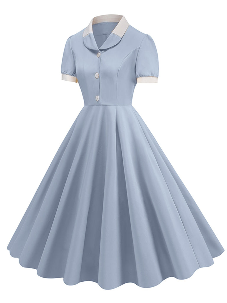 1950s Contrast Short Sleeve Lapel Dress, vintage dress, retro fashion, rockabilly, pin-up fashion - perfect for women who love vintage and retro fashion