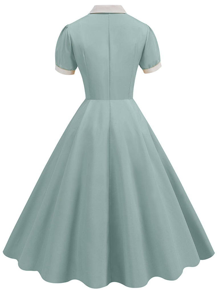 1950s Contrast Short Sleeve Lapel Dress, vintage dress, retro fashion, rockabilly, pin-up fashion - perfect for women who love vintage and retro fashion