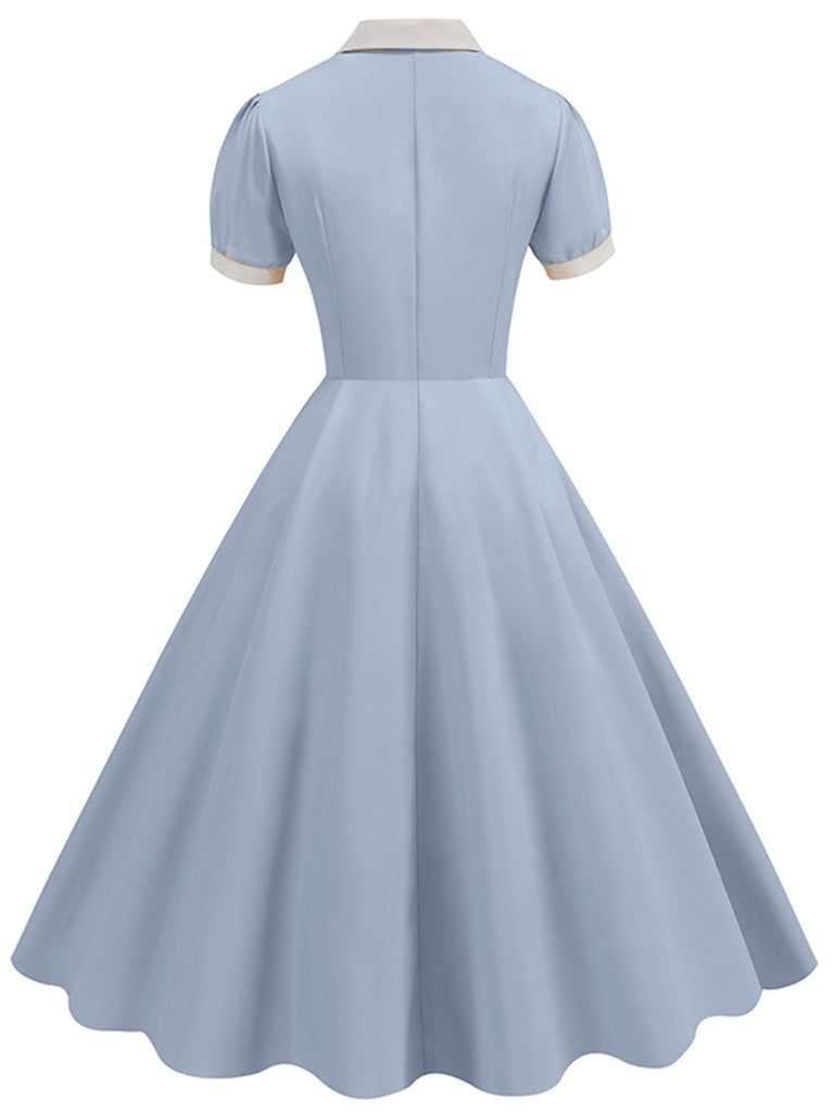 1950s Contrast Short Sleeve Lapel Dress, vintage dress, retro fashion, rockabilly, pin-up fashion - perfect for women who love vintage and retro fashion
