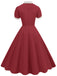 This 1950s Contrast Short Sleeve Lapel Dress wraps her in 1950s elegance, one twirl at a time