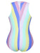 She's wearing 1950s Contrast Stripes Triangle One-Piece Swimsuit and the whole beach remembers the 1950s