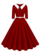 She slips into this 1950s Contrast Tie Neck Belted Lapel Dress and suddenly it's a 1950s daydream