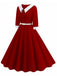 1950s Contrast Tie Neck Belted Lapel Dress: where 1950s romance meets her modern spirit