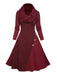 She slips into this 1950s Cowl Neck Knit Patchwork Swing Dress and suddenly it's a 1950s daydream