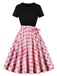 She slips into this 1950s Crew Neck Patchwork Swing Dress and suddenly it's a 1950s daydream