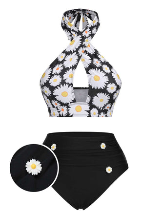 She's wearing 1950s Daisy Cross Strap Swimsuit and the whole beach remembers the 1950s