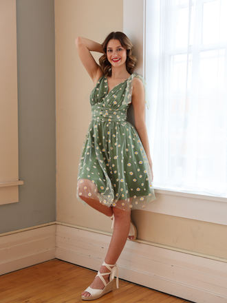 1950s Daisy Mesh Swing Dress - vintage dress, retro fashion, rockabilly