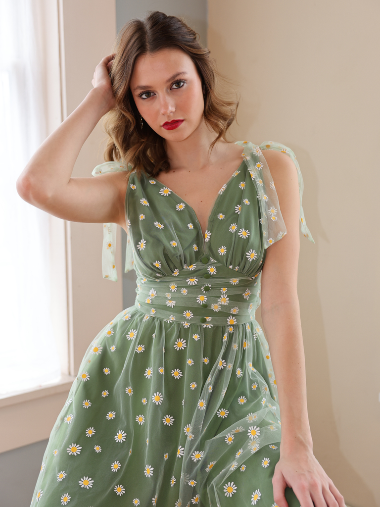 1950s Daisy Mesh Swing Dress - vintage dress, retro fashion, rockabilly