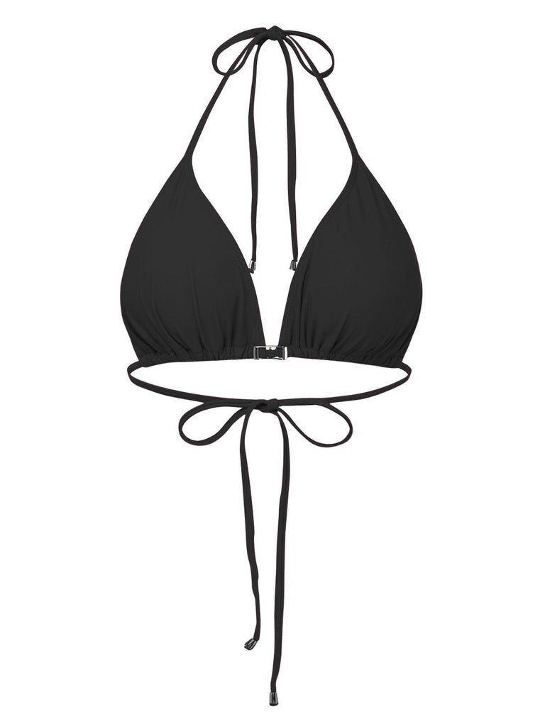 1950s Deep V-Neck Crochet Mesh Halter Swimsuit Set - vintage swimsuit, pin-up style