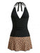1950s Deep V-Neck Halter Tankini Set & Cover-Up - bohemian cover up, beach wear for vintage lovers
