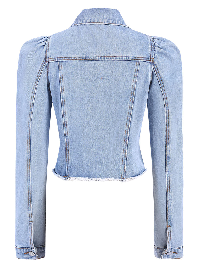 1950s Denim Leg-Of-Mutton Button Coat, vintage coat, retro outerwear - perfect for women who love vintage and retro fashion