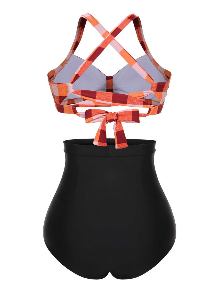 1950s Double Strap Buttoned Plaids Swimsuit — because 1950s glamour never goes out of style