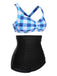1950s Double Strap Buttoned Plaids Swimsuit: 1950s Riviera elegance, reimagined for her