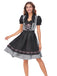 2PCS Black 1950s Oktoberfest Puff Sleeves Gingham Dress with Apron - vintage dress, retro fashion, rockabilly