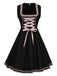 2PCS Black 1950s Oktoberfest Dress With Embroidered Apron - vintage dress, retro fashion, rockabilly