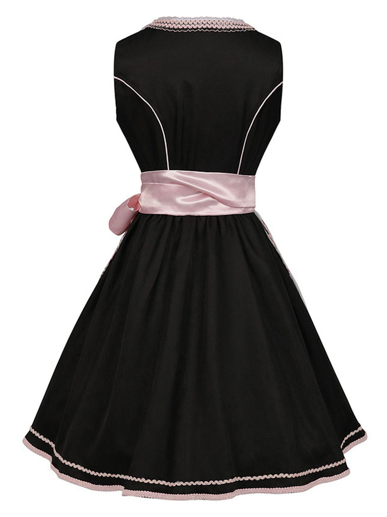 2PCS Black 1950s Oktoberfest Dress With Embroidered Apron - vintage dress, retro fashion, rockabilly