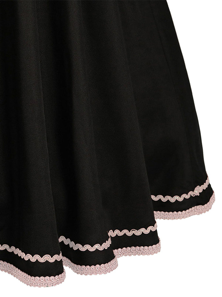 2PCS Black 1950s Oktoberfest Dress With Embroidered Apron - vintage dress, retro fashion, rockabilly