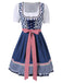 2PCS Blue 1950s Oktoberfest Puff White Top & Gingham Dress & Apron - vintage dress, retro fashion, rockabilly