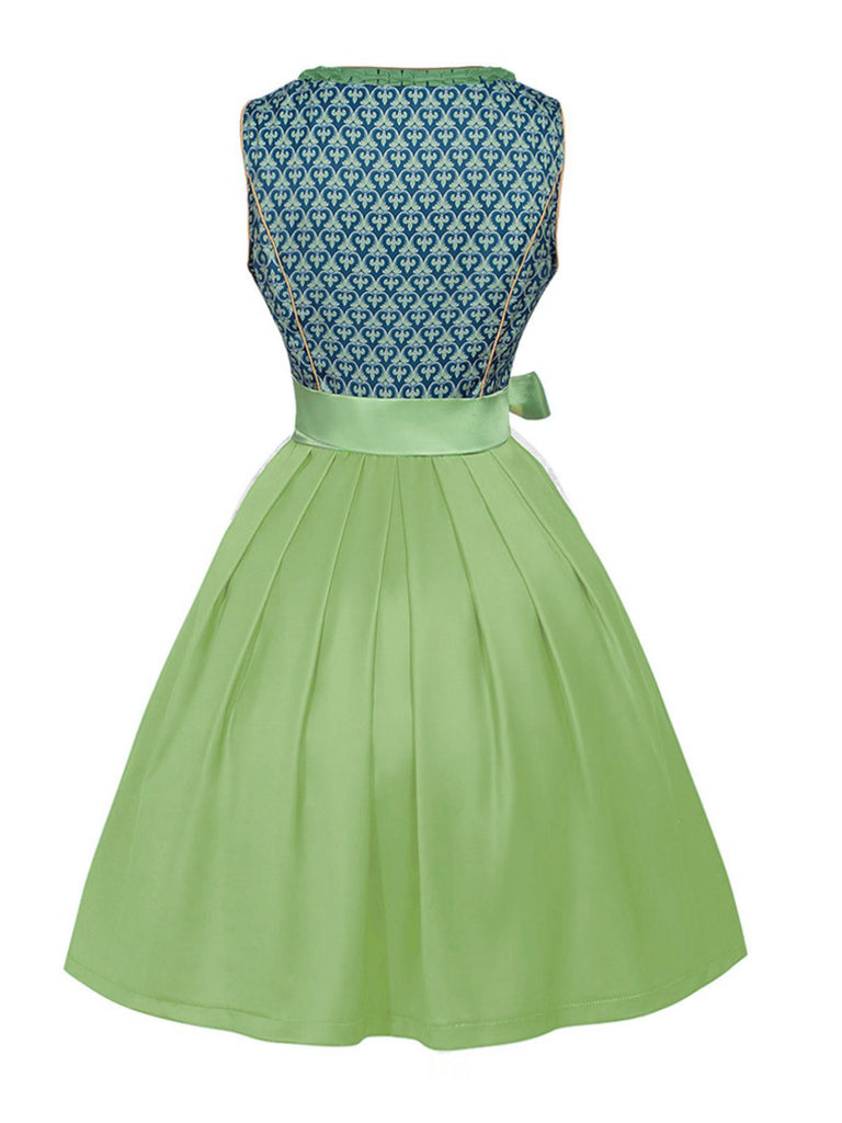 2PCS Green 1950s Floral Patchwork Dress & Embroidered Apron - vintage dress, retro fashion, rockabilly