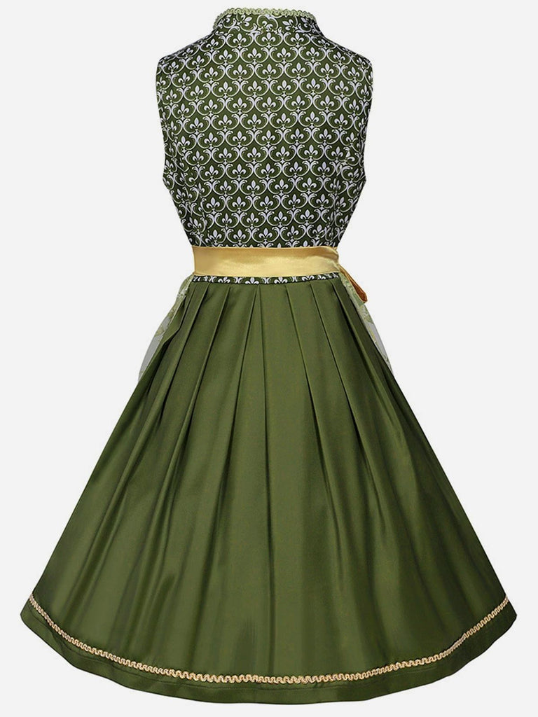 2PCS Green 1950s Ribbon Floral Dress & Embroidered Apron - vintage dress, retro fashion, rockabilly
