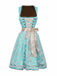 2PCS Sky Blue 1950s Floral Jacquard Dress & Mesh Embroidered Apron - vintage dress, retro fashion, rockabilly