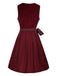 2PCS Wine Red 1950s Ethnic Floral Velvet Dress & Apron - vintage dress, retro fashion, rockabilly