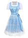 3PCS Blue 1950s Floral Dress & Embroidered Rose Apron - vintage dress, retro fashion, rockabilly