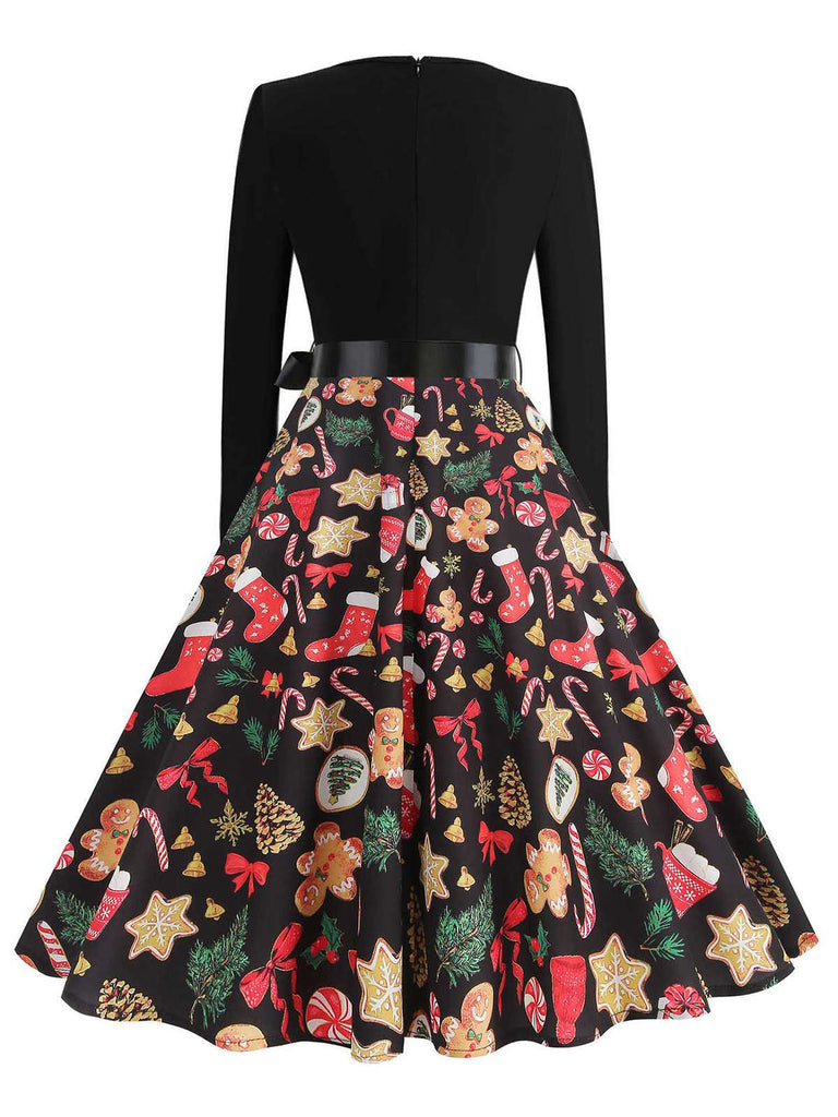 Black 1950s Christmas Gingerbread & Candy Cane Dress - vintage dress, retro fashion, rockabilly