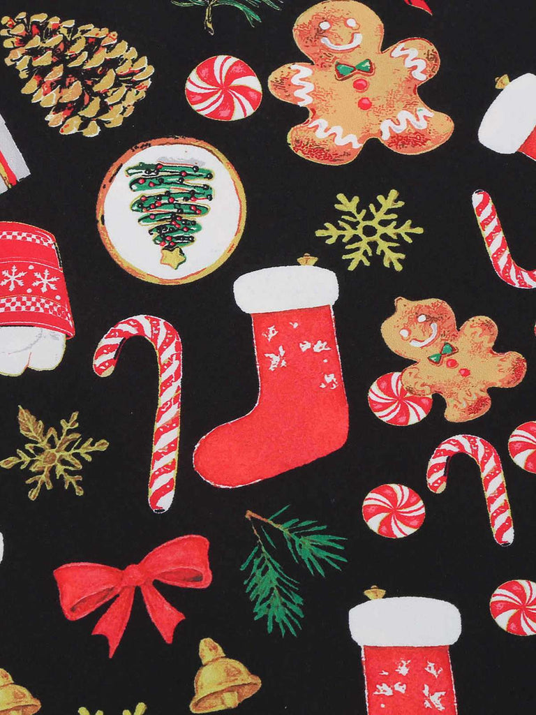 Black 1950s Christmas Gingerbread & Candy Cane Dress - vintage dress, retro fashion, rockabilly