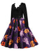 Black 1950s Halloween Pumpkin Ghost Petal Collar Dress - vintage dress, retro fashion, rockabilly