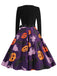 Black 1950s Halloween Pumpkin Ghost Petal Collar Dress - vintage dress, retro fashion, rockabilly
