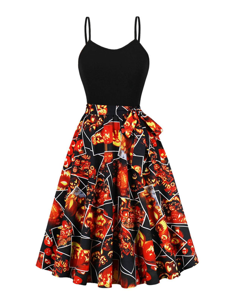 Black 1950s Pumpkin Halloween Swing Dress & Bolero Jacket - vintage dress, retro fashion, rockabilly