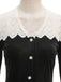 Black 1950s Velvet  Knitted Collar Pearl Button Dress - vintage dress, retro fashion, rockabilly