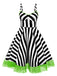 Black&White 1950s Striped Fluorescent Green Lace Dress - vintage dress, retro fashion, rockabilly