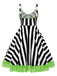 Black&White 1950s Striped Fluorescent Green Lace Dress - vintage dress, retro fashion, rockabilly