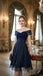 Blue 1950s Off-Shoulder Embroidered Sequin Floral Dress - vintage dress, retro fashion, rockabilly