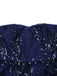 Blue 1950s Off-Shoulder Embroidered Sequin Floral Dress - vintage dress, retro fashion, rockabilly