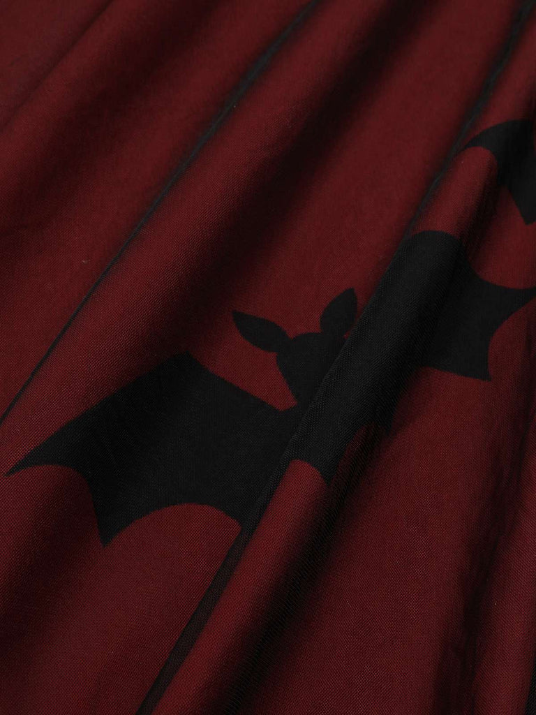 2PCS Black 1950s Halloween Bat Mesh Dress & Sheer Cape - vintage dress, retro fashion, rockabilly