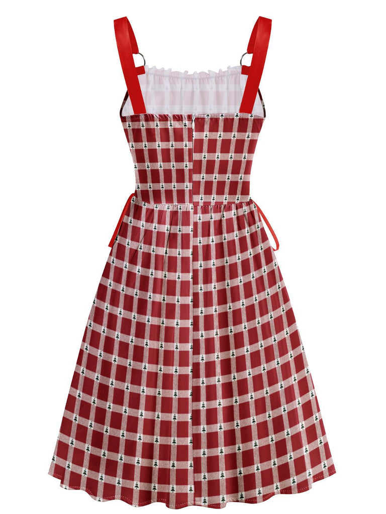 1950s Christmas Candy Cane Striped Lace-Up Holiday Dress - vintage dress, retro fashion, rockabilly