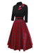 1950s Christmas Plaid Belted Dress With Snowflake Brooch - vintage dress, retro fashion, rockabilly