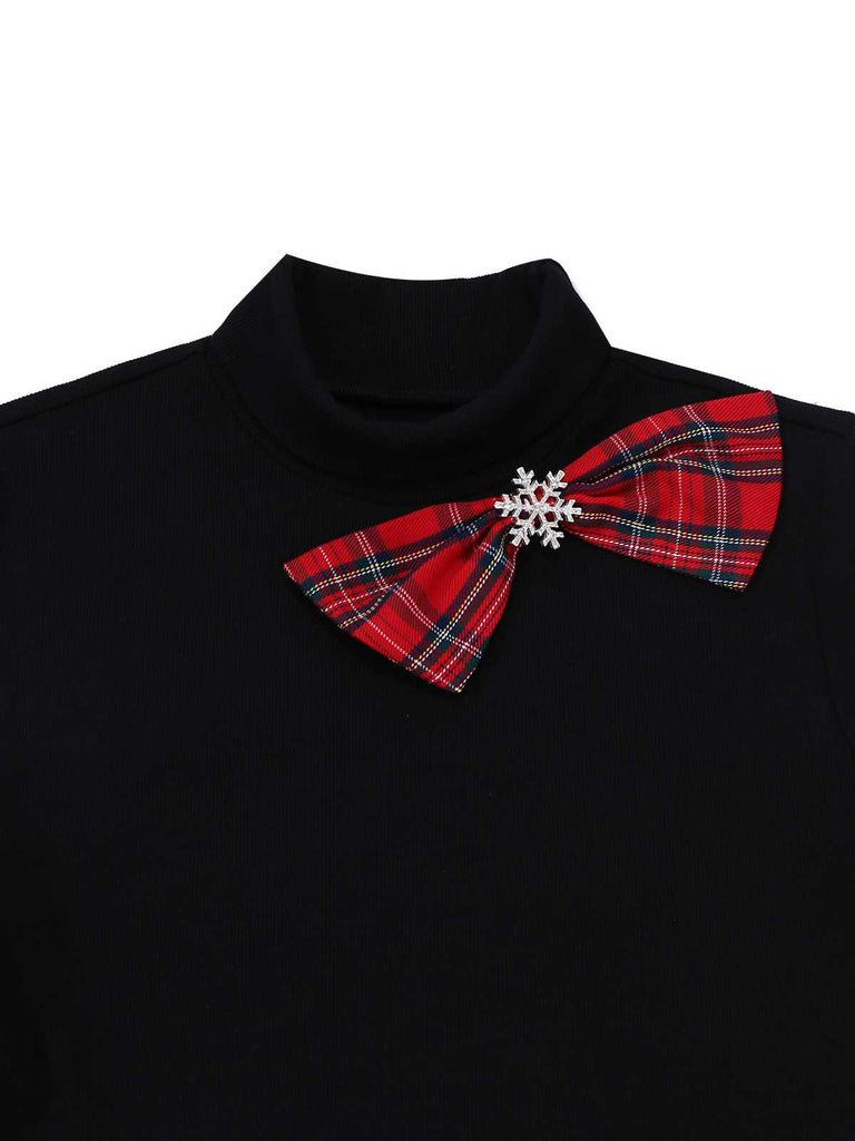 1950s Christmas Plaid Belted Dress With Snowflake Brooch - vintage dress, retro fashion, rockabilly