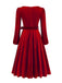 1950s Christmas Velvet Square Neck Long Sleeve Dress - vintage dress, retro fashion, rockabilly